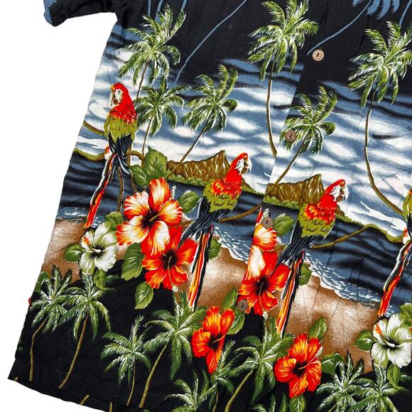 Vintage 90s AOP Casual Hawaiian Camp Button Up Shirt Uluwatu Mens XL - Picture 4 of 6